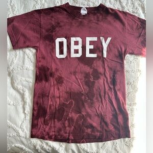 Vintage Obey Tie Dye T-shirt Maroon Size X Small Propaganda